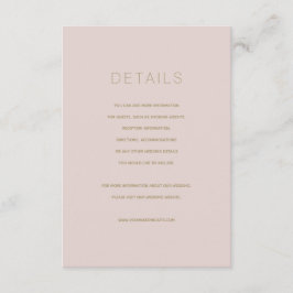 Enkel Modern Rosa Beige Bröllop-informationskort Tilläggskort
