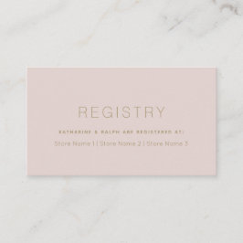 Enkel Modern Rosa Beige Bröllopspresent Registry Tilläggskort