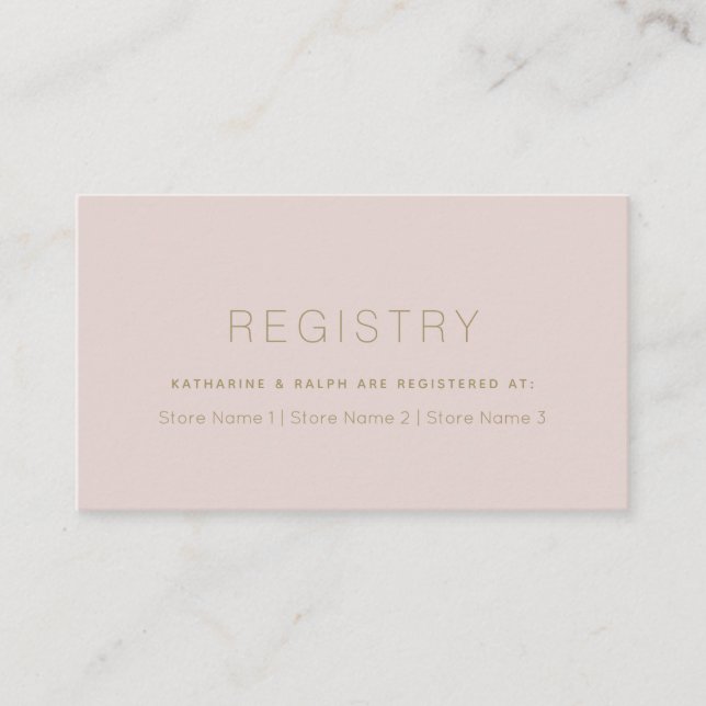 Enkel Modern Rosa Beige Bröllopspresentregistrerin Tilläggskort (Framsida)