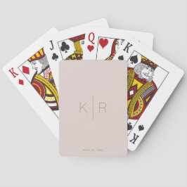 Enkel modern Rosa Beige Monogram Bröllop Casinokort
