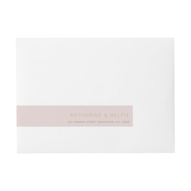 Enkel Modern Rosa Beige Monogram Wraparound Label Etikettband (Framsidan)
