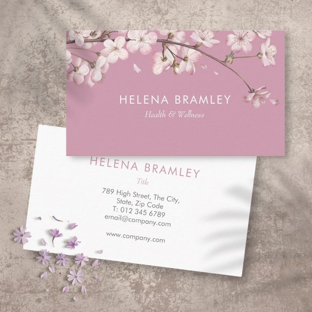 Enkel Modern Rosa Blomning Visitkort (Simple Modern Pink Blossom Business Card)