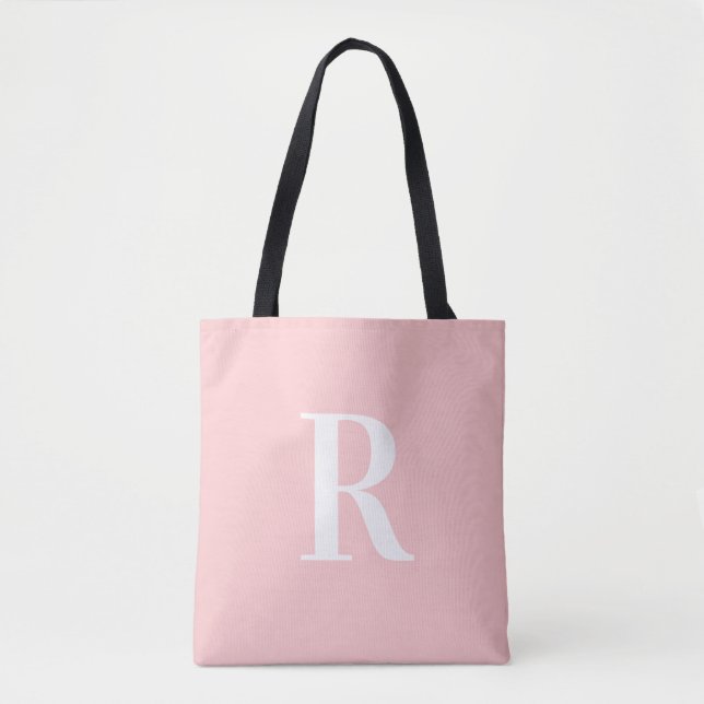 Enkel modern Rosa i Monogram Tygkasse (Framsida)