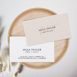 Enkel modern  Rosa, monogram feminin Logotyp Visitkort