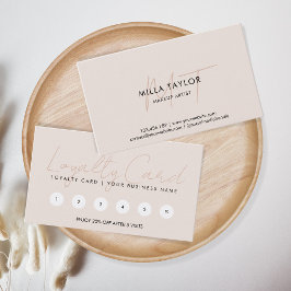 Enkel modern  Rosa, monogram feminin Logotyp Visitkort