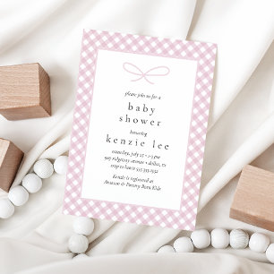Enkel, modern, Rosa, skuva för babykläder Inbjudningar