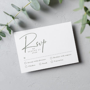 Enkel modern RSVP-kort i salvia grön OSA Kort
