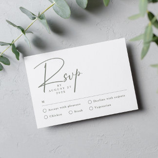 Enkel modern RSVP-kort i salvia grön OSA Kort