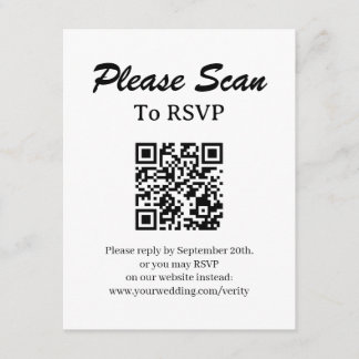 Enkel modern RSVP med QR-kod bifogad kort