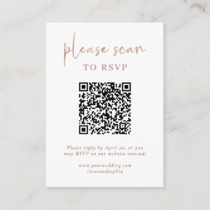 Enkel modern RSVP med QR-kod Falskt roséguld Tilläggskort