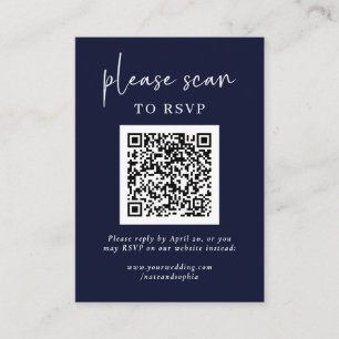 Enkel modern RSVP med QR-kod Marinblå Tilläggskort