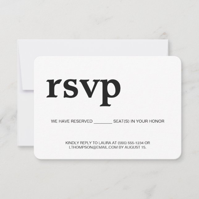Enkel modern RSVP utan att skicka reserverad plats OSA Kort (Framsida)