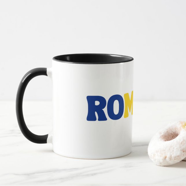 Enkel Modern Rumänien National Flagga Apparel Mugg (Med munk)