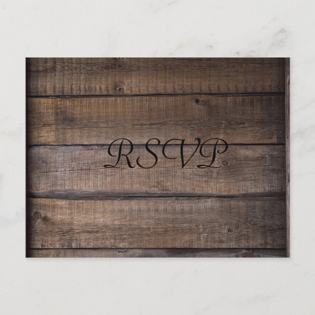 Enkel Modern Rustic Black & Brown-Bröllop OSA Vykort (Framsida)