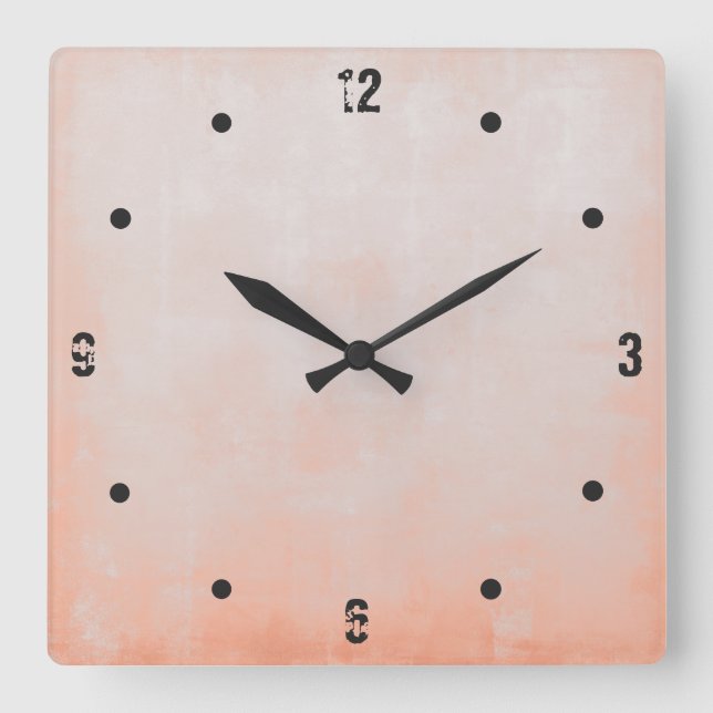 Enkel Modern Rustic Peach Grått-Abstrakt Fyrkantig Klocka (Framsida)
