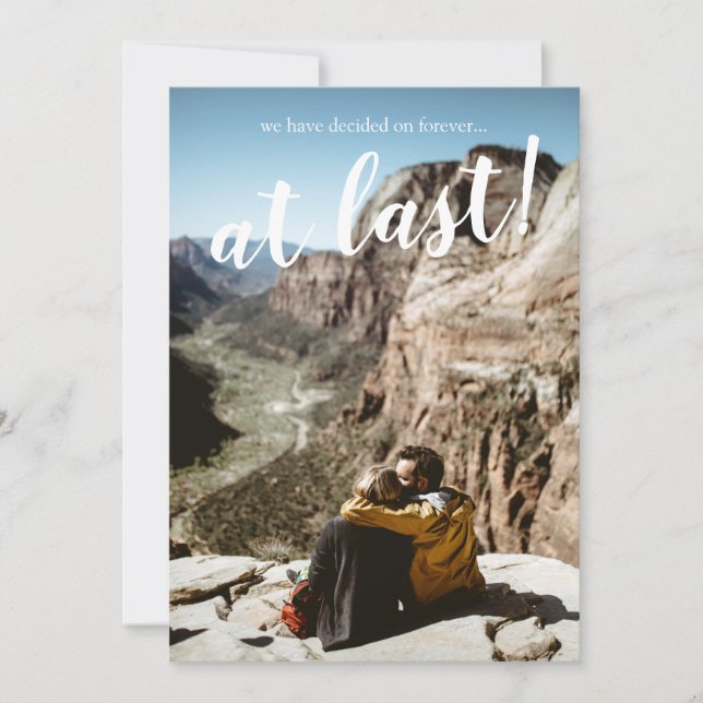 Enkel Modern Rustik Fotofirande Förlovningsfest Inbjudningar (Framsida)