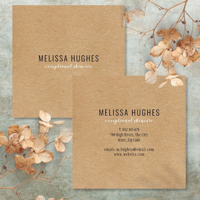 Enkel Modern Rustik Kraft Fyrkantigt Visitkort (Simple Modern Rustic Kraft Square Business Card)