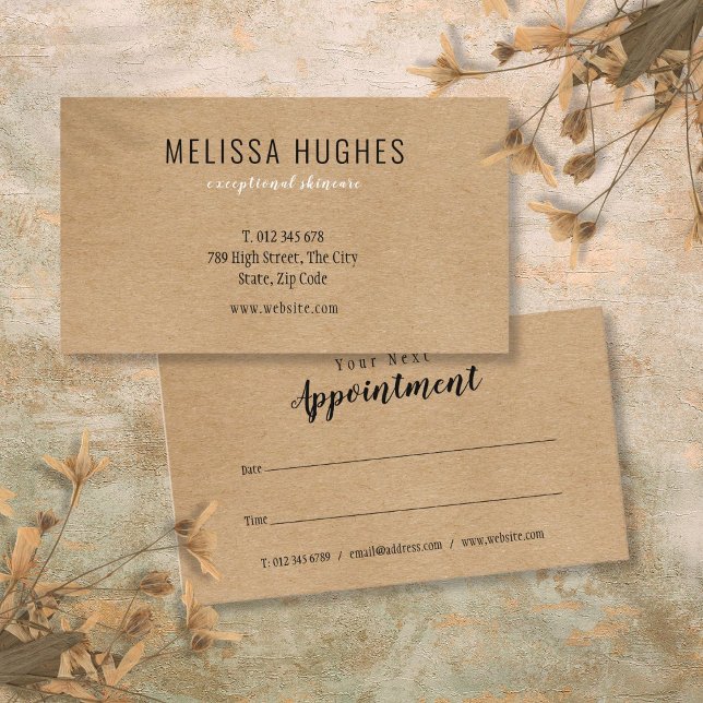 Enkel Modern Rustik Kraft Utnämningskort Visitkort (Simple Modern Rustic Kraft Appointment Card)