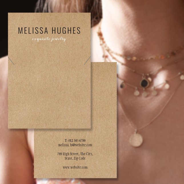 Enkel Modern Rustik Smyckeskort Visitkort (Simple Modern Rustic Necklace Jewelry Display Card)