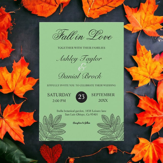 Enkel Modern Sage Foliage Rustic Fall Wedding Inbjudningar (Skapare uppladdad)