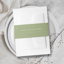 Enkel Modern Sage Grönt Bröllop Band För Inbjudningskort