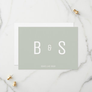 Enkel Modern Sage Monogram QR-kod Spara datumet