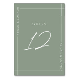 Enkel Modern Sagggrön Kalligrafi Bordsnummer