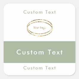 Enkel Modern Salvia Grön Företagets Logotyp Anpass Fyrkantigt Klistermärke