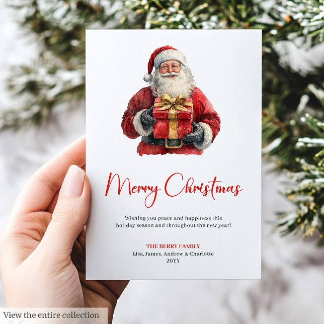 Enkel modern Santa Claus skript typsnitt semesterk Julkort (Simple Santa Claus Modern Script Font Holiday Card)
