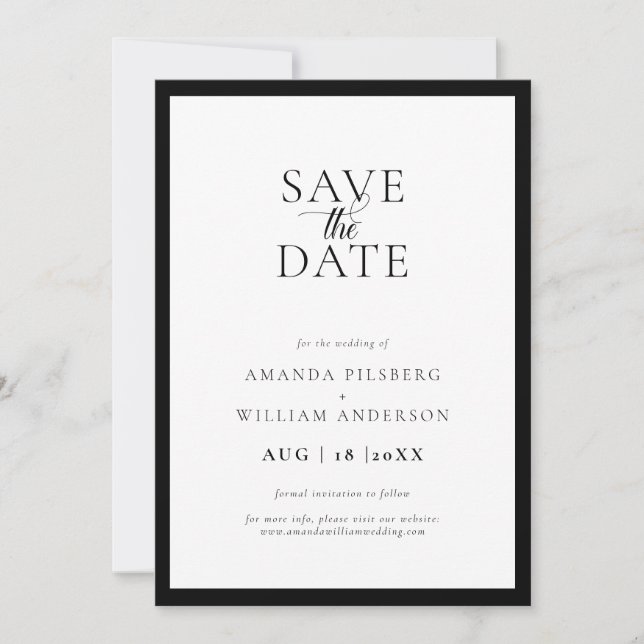 Enkel modern "Save The Date"-kort med ramdesign Spara Datumet (Framsida)