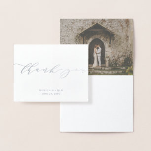Enkel Modern Script Bröllop Tack Folierat Kort