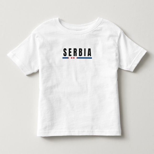 Enkel modern Serbiska konsten Brev Flagga Souvenir T Shirt (Framsida)