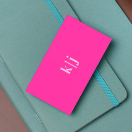 Enkel Modern Shock rosa Monogram QR-kod Visitkort