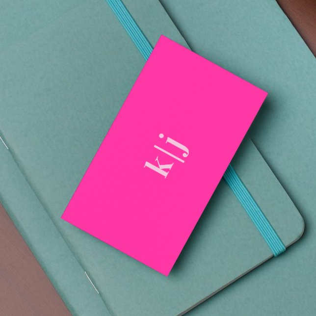 Enkel Modern Shock rosa Monogram QR-kod Visitkort (Skapare uppladdad)