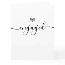 Enkel Modern Silver Heart White Engagerad