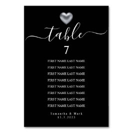 Enkel modern Silver-hjärttyp Bröllop Bordsnummer