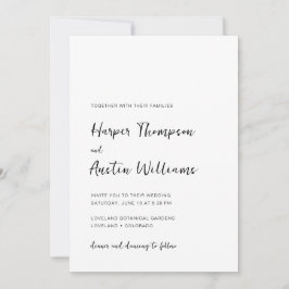 Enkel, modern skrift, svart och vit Bröllop Inbjudningar