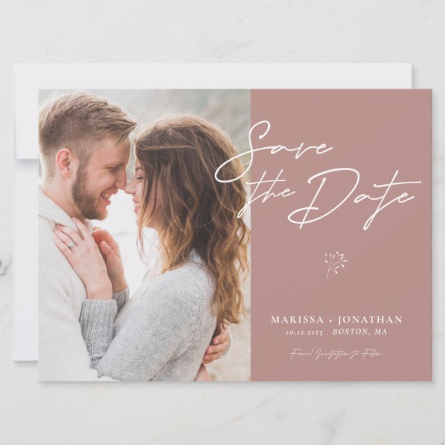 Enkel, modern skriptfoto Spara datum (Framsida)