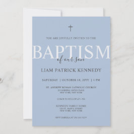 Enkel, modern skriptpusty Blue Baptism för Boys I Inbjudningar