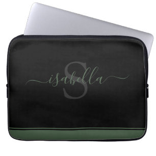 Enkel modern Snyggt Monogrammed Evergreen bärbar d Laptop Fodral