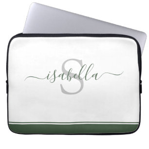 Enkel modern Snyggt Monogrammed Evergreen Laptop Fodral