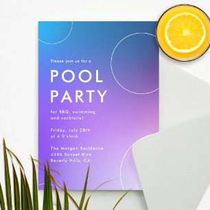 Enkel Modern Sommar Bassäng Party för Vuxnor Inbjudningar