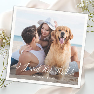 Enkel, modern, söt foto, Pet Hund Bröllop Pappersservett