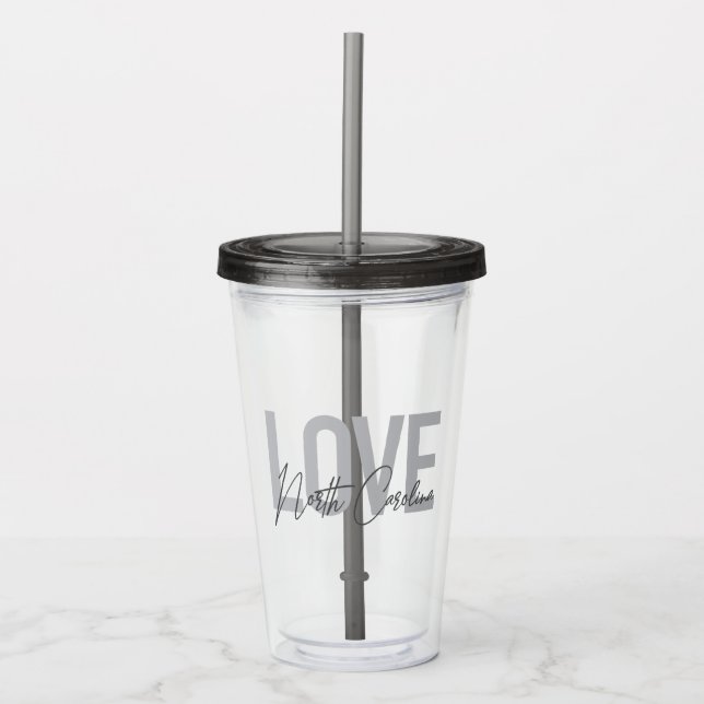 Enkel, modern stadsplanering Kärlek North Carolina Take Away Mugg (Framsida)