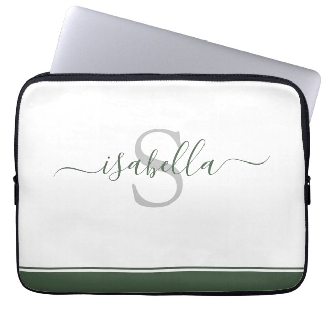 Enkel Modern Stilren Personlig Julgrön Laptop Fodral (Framsidan)