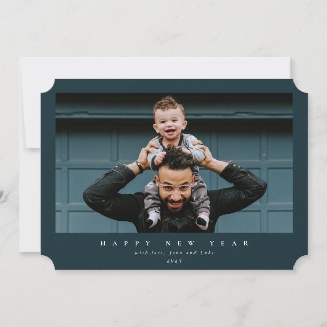 Enkel modern, stor, enkelfoto Gott nytt år Julkort (Framsida)