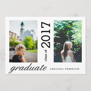 Enkel Modern Student 2 foton Inbjudningar
