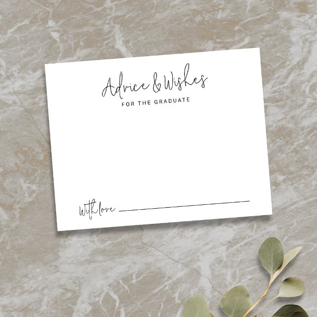 Enkel Modern Student-rådgivning och önskemål Anteckningskort (Simple Modern Script Graduate advice & wishes Note Card)