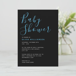 Enkel Modern Svart & Blå Bebis Shower Inbjudningar