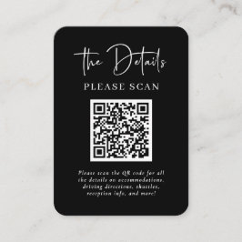 Enkel Modern svart Bröllop-information med QR-kod Tilläggskort